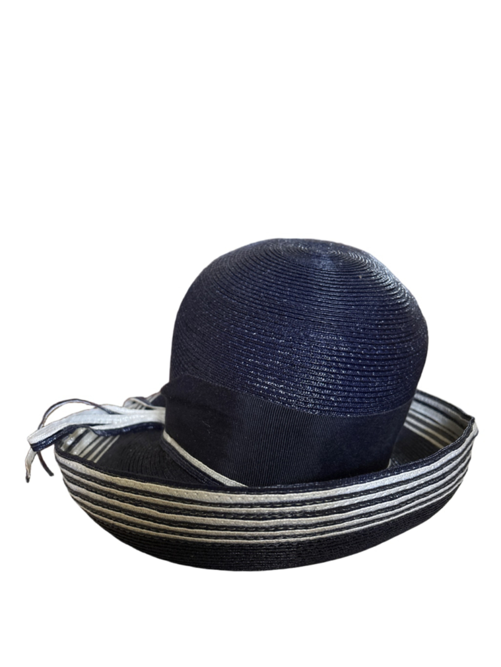 Women's Unbranded Navy Blue and White Striped Sun Hat, One Size